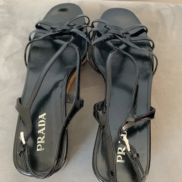 Prada Slingback Black Cork Wedge Sandals - Picture 5 of 10